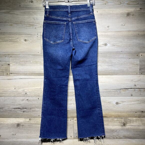 Madewell Cali Demi Boot Raw Hem Jeans Size 23 Raw Smithley Wash High Rise VGUC - Picture 5 of 12